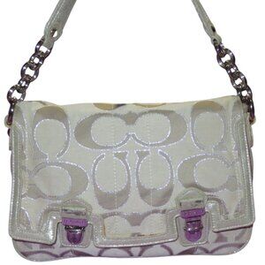 Coach  2011 Poppy Signature C Metallic Canvas & Leather Messenger Flap Satchel